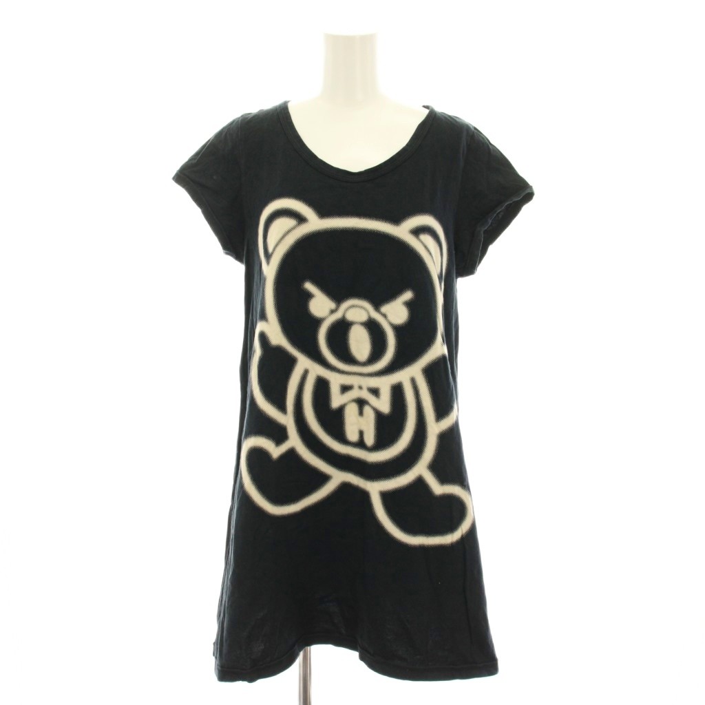 【中古】ヒステリックグラマー HYSTERIC GLAMOUR チュニック Tシャツ ラウンドネック 半袖 ヒスベア ファックベア プリント FREE 黒 ブラック 2CT-2090 /YT レディース 【ベクトル 古着】 260127