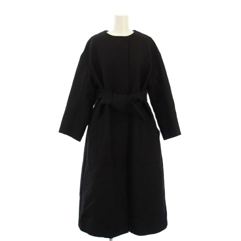 【中古】ヴェルメイユ パー イエナ VERMEIL par iena 二十織 テントラインコート ノーカラーコート ロング 36 黒 19020938102010 /KH レディース 【ベクトル 古着】 260129