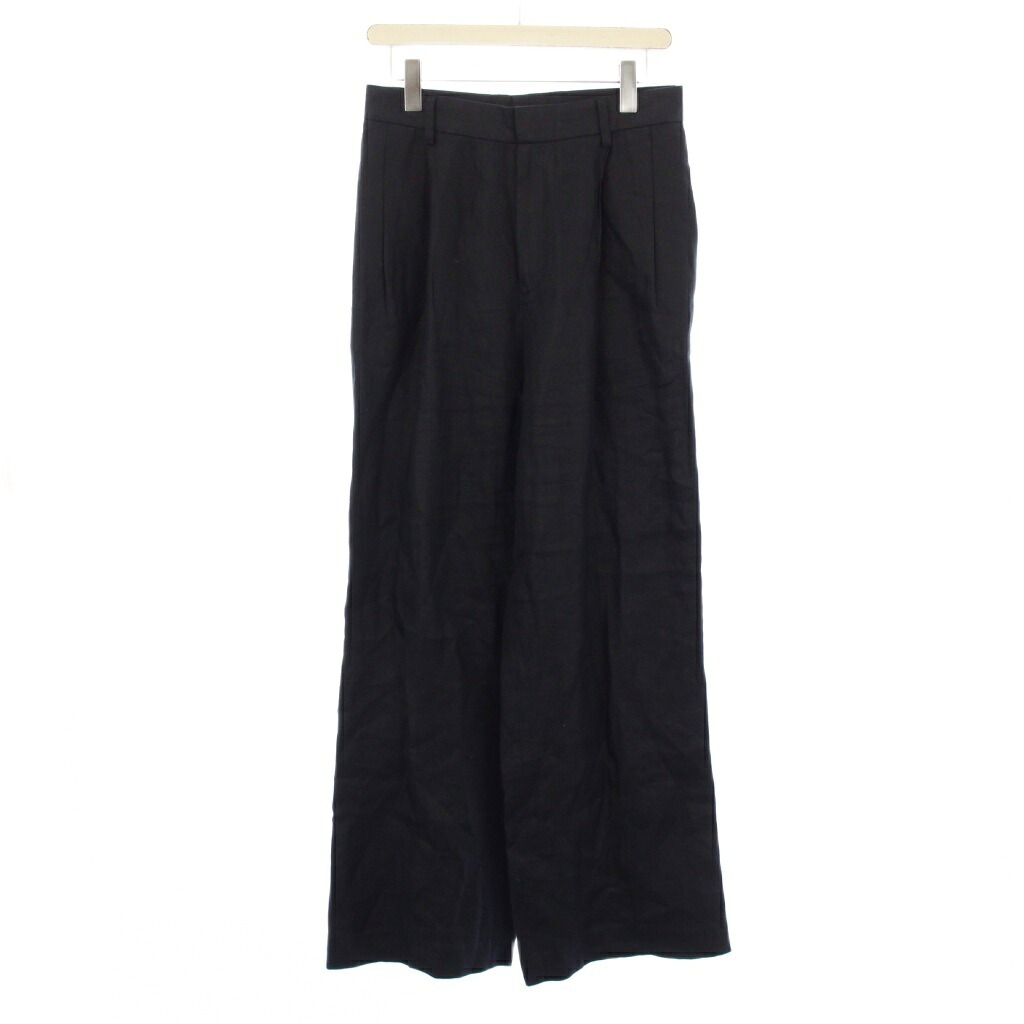 【中古】ミューズ ドゥーズィエム クラス MUSE de Deuxieme Classe 25SS OGLINEN タックパンツ ワイドスラックス 38 黒 25030500424010 /KH レディース 【ベクトル 古着】 260131