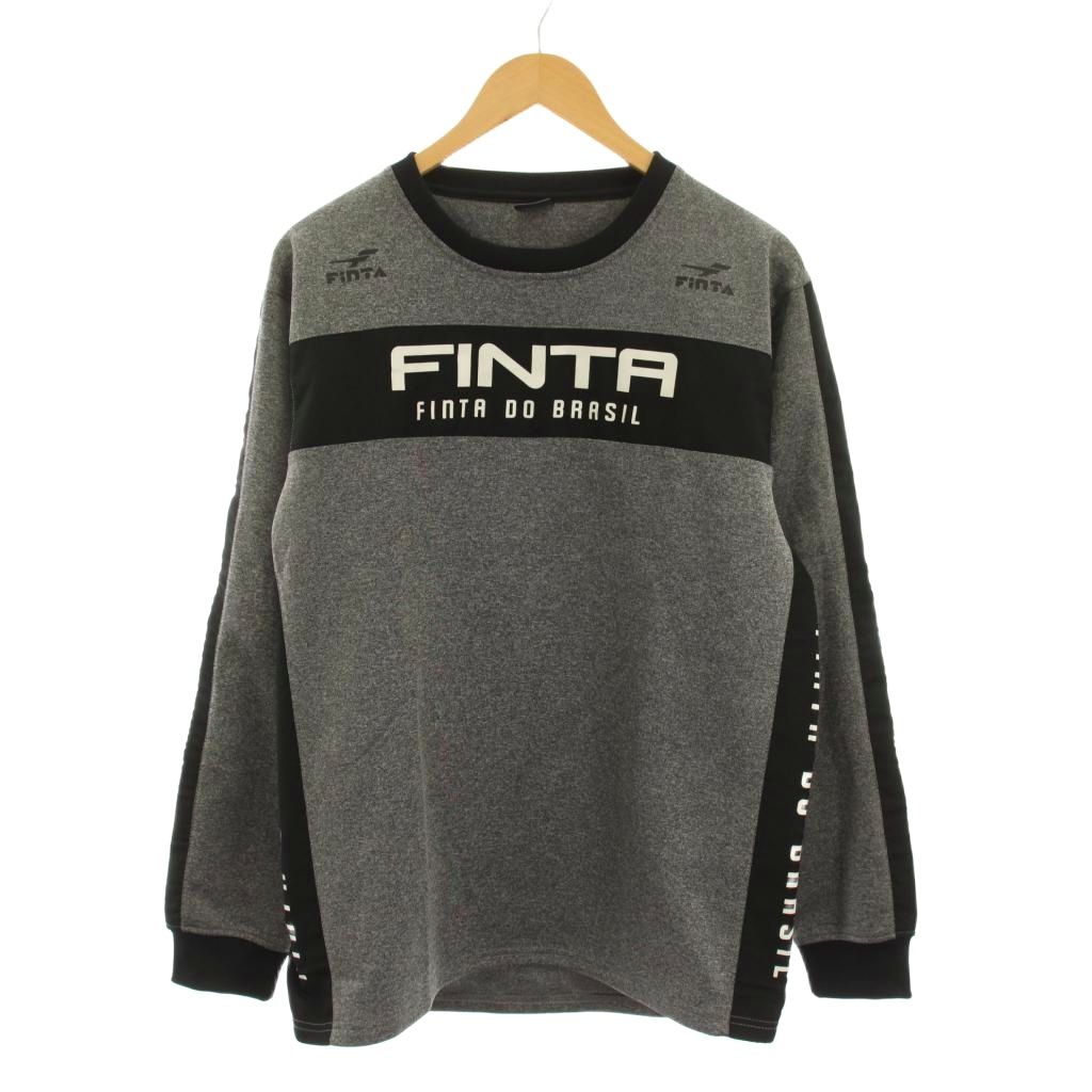 【中古】フィンタ FINTA トレーナー スウェット O グレー 黒 ブラック 長袖 ロゴプリント クルーネック /YM メンズ 【ベクトル 古着】 260202