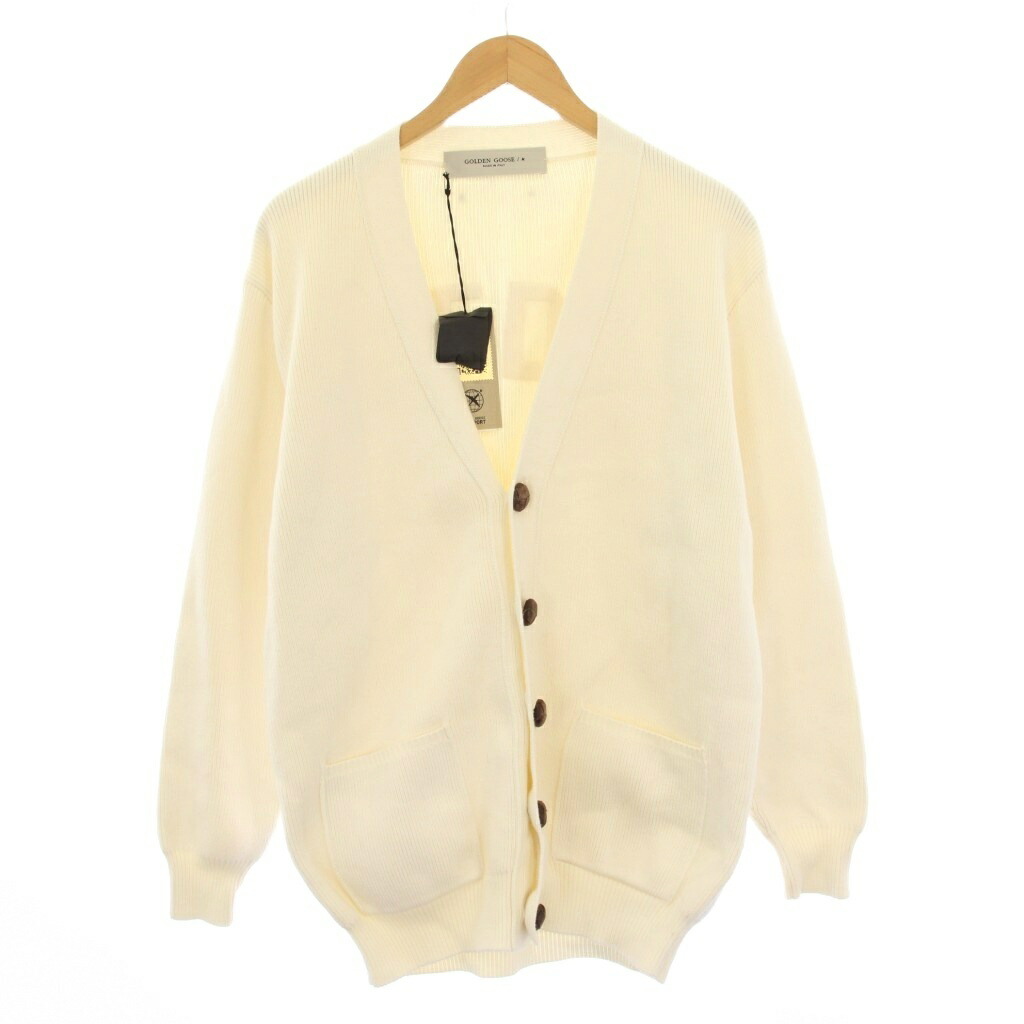 【中古】未当て嵌める品 ゴールデングース GOLDEN GOOSE L\u0027Appartement取りまわし KNIT CARDIGAN 編み物ジレー 長袖 うしろ側ロゴタイプ M 白 GWP00950-P000662 /KH レディース 【ベクター 古着】 260131