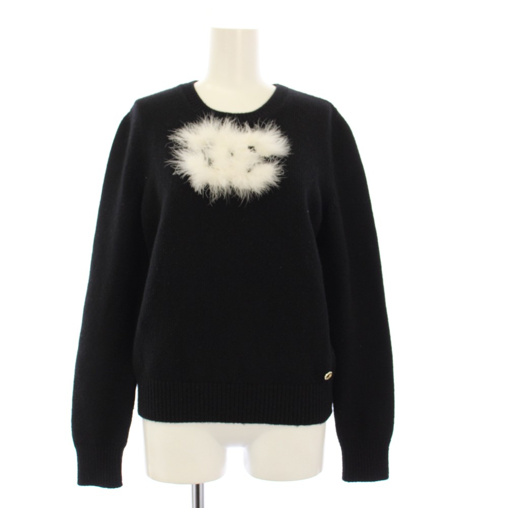 【中古】シャネル CHANEL 24SS ココマーク 毛皮 スウェーター 編み物 長袖 カシミール 36 黒 P76044K10969 /KH レディース 【ベクター 古着】 260203
