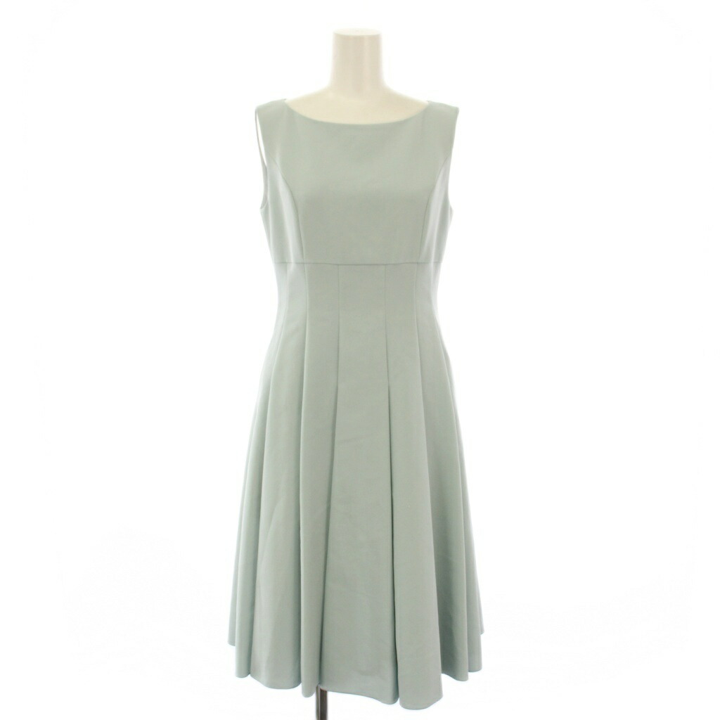 【中古】フォクシーニューヨーク FOXEY NEW YORK Slim Tuck Dress スリムタックドレス フレアワンピース ひざ丈 ノースリーブ クルーネック ストレッチ 38 水色 ライトブルー 38327 /BB レディース 【ベクトル 古着】 260203