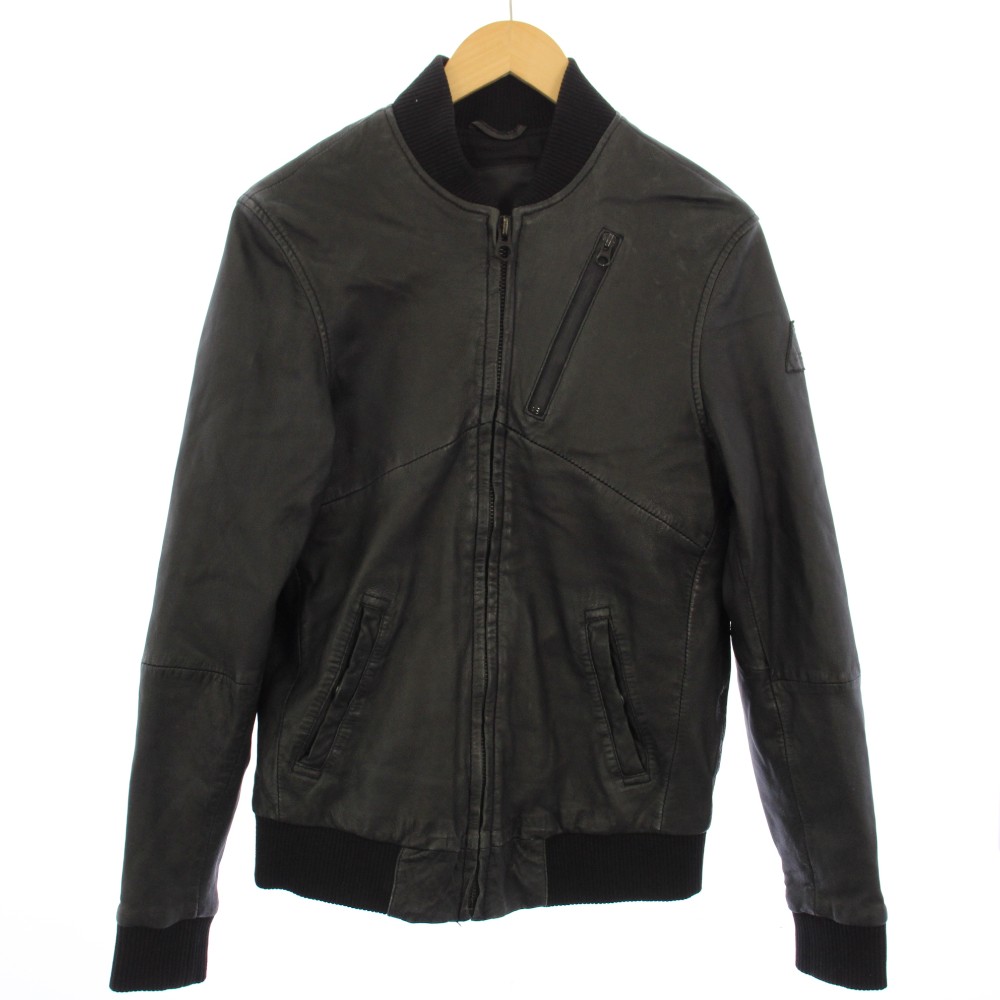 【中古】デンハム DENHAM SHIELD JACKET SWL レザージャケット ラムレザー アウター XS 黒 01-19-01-20-701 /TK メンズ 【ベクトル 古着】 260206