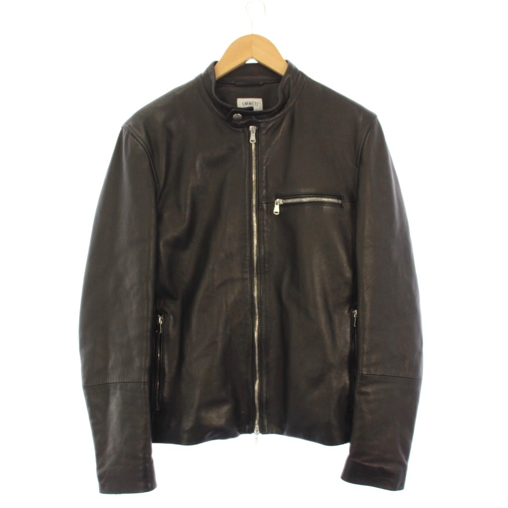 【中古】エンメティ EMMETI ANDREA ラムスキンシングルレザージャケット ライダースジャケット 中綿 48 黒 /KH メンズ 【ベクター 古着】 260210