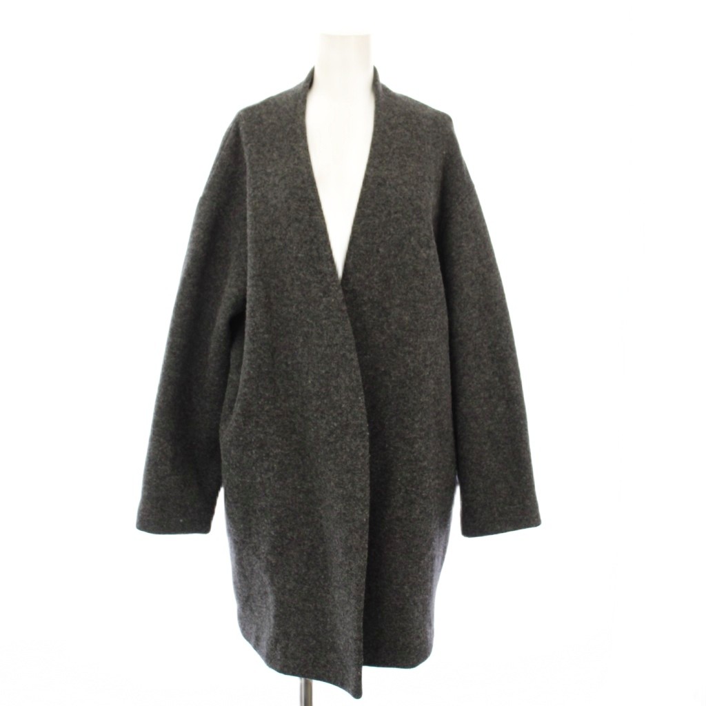 【中古】エンフォルド ENFOLD ノーカラーコート ロング ウール 36 チャコールグレー 300AA180-0350 /KH レディース 【ベクトル 古着】 260206
