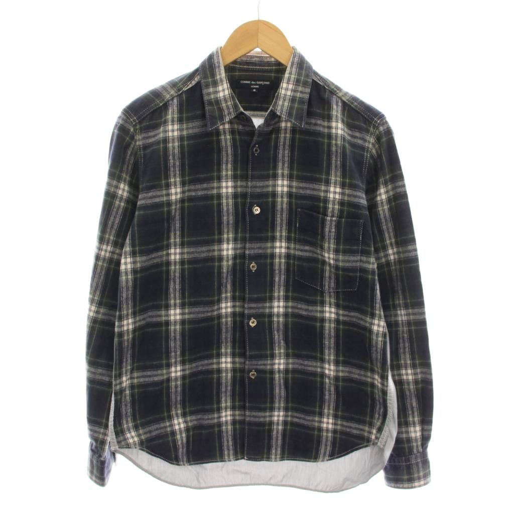 【中古】コムデギャルソンオム COMME des GARCONS HOMME AD2011 長袖シャツ チェック S 紺 ネイビー 緑 白 HH-B035 /YM メンズ 【ベクトル 古着】 260209