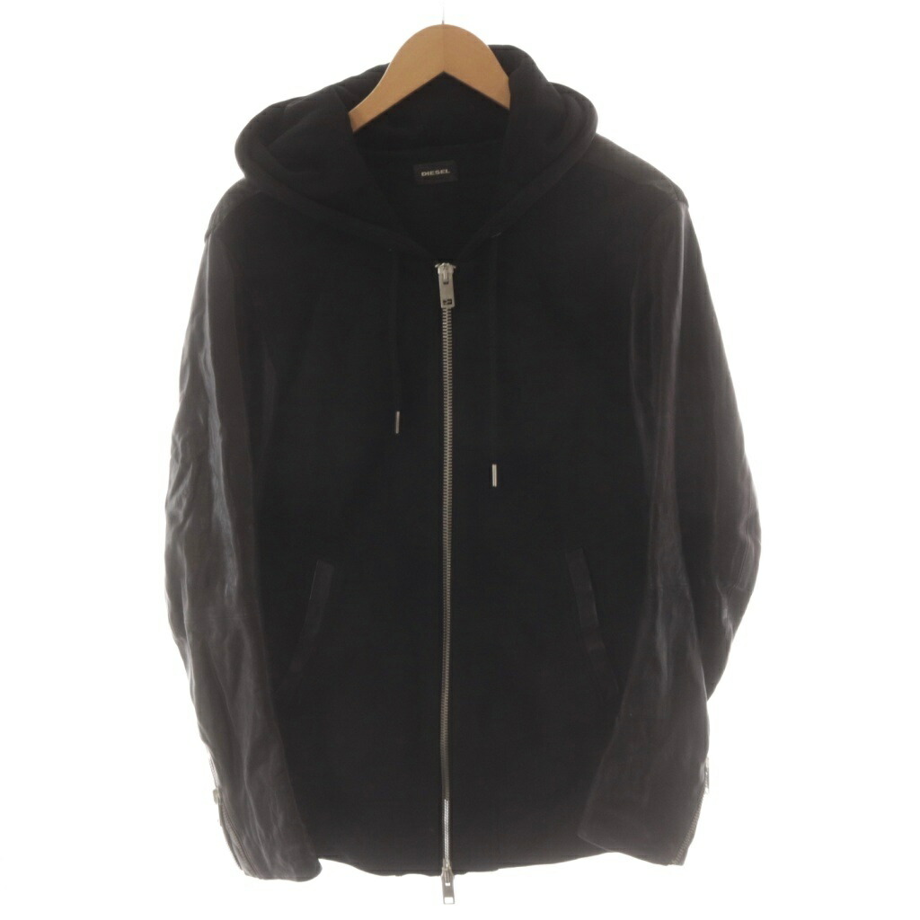 【中古】ディーゼル DIESEL パーカー ジップアップ S 黒 黒いこと うつり変わり青写真 長袖 羊革 /AN55 メンズ 【ベクター 古着】 260212