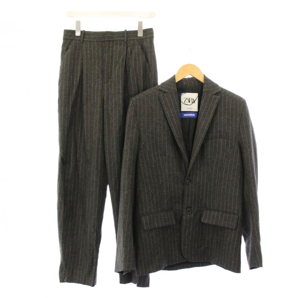 【中古】ザラ ZARA ADER ERROR セットアップ テーラードジャケット アウター シングル 総裏地 スラックスパンツ タック ジップフライ ウール混 ストライプ柄 XS グレー /BB メンズ 【ベクトル 古着】 260208｜ブランド古着の買取販売ベクトル