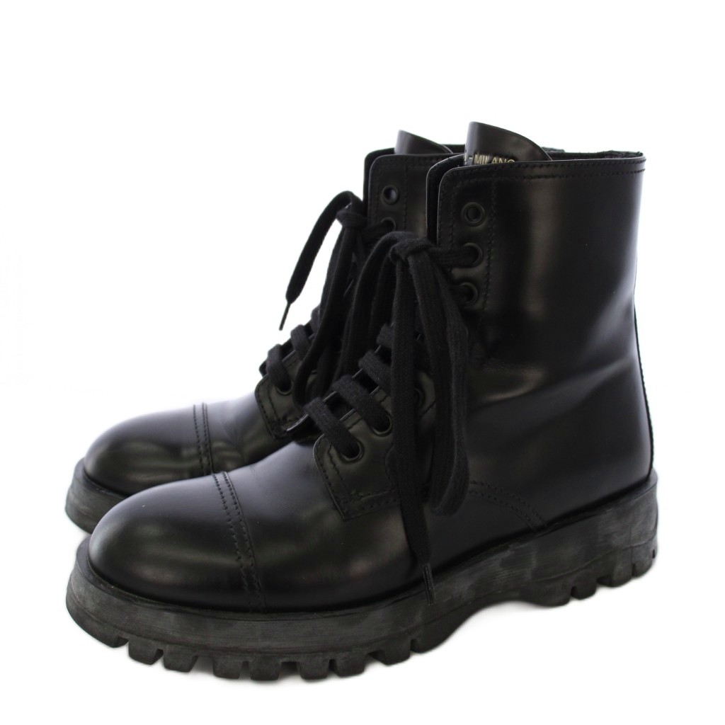 【中古】プラダ PRADA ショートブーツ サイドジップ レースアップ 35 黒 /KH 【ベクトル 古着】 260217｜ブランド古着の買取販売ベクトル