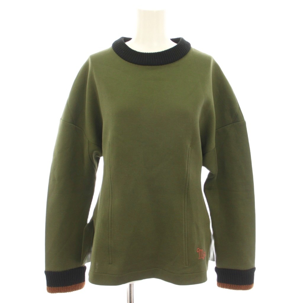 【中古】マルニ MARNI スウェット トレーナー クルーネック 長袖 ロゴ刺繍 バックジップ 40 緑 グリーン 黒 ブラック FLJE0126DLTCY52 /YT レディース 【ベクトル 古着】 260212