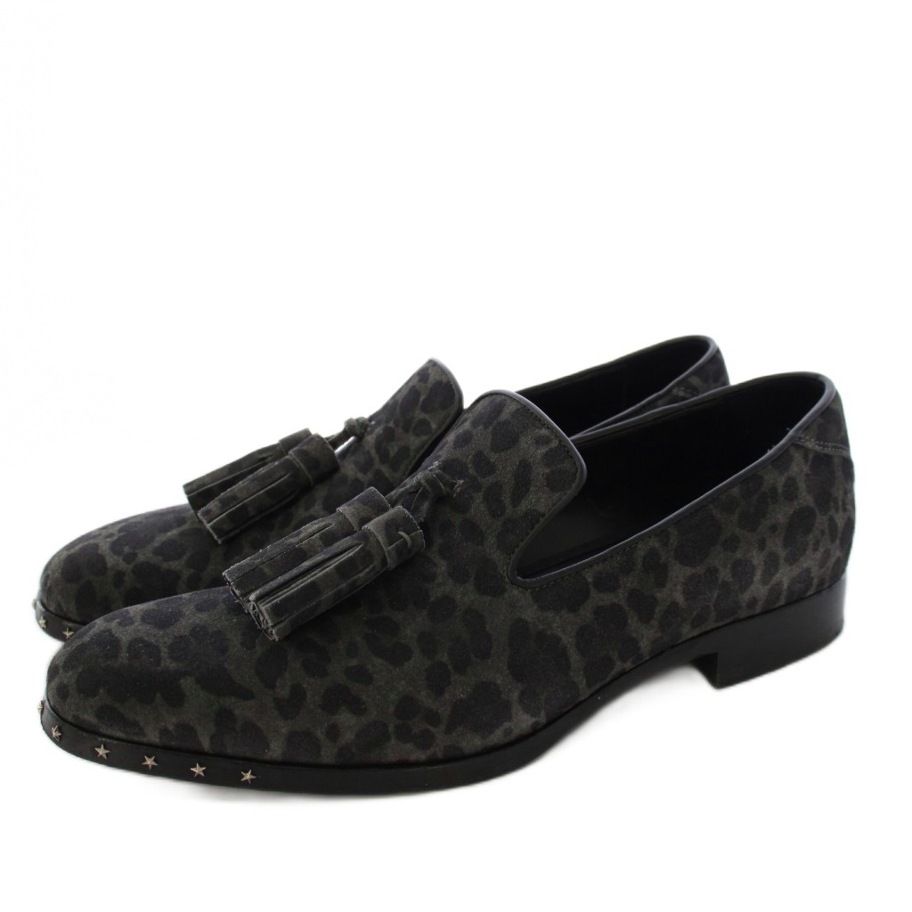 【中古】ジミーチュウ JIMMY CHOO タッセルローファー モカシン ヒョウ柄 レオパード スエード 42 グレー 黒 /KH メンズ 【ベクトル 古着】 260216|ブランド古着の買取販売ベクトル