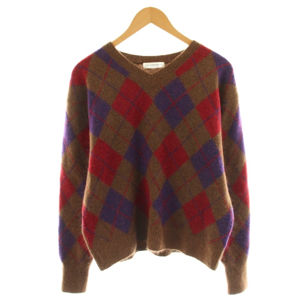 【中古】シンゾーン Shinzone ARGYLE KNIT PULLOVER ニット セーター ウール F0 茶 ブラウン アーガイル柄 Vネック モヘヤ混 長袖 25AMSNI12 /AN18 レディース 【ベクトル 古着】 260211｜ブランド古着の買取販売ベクトル