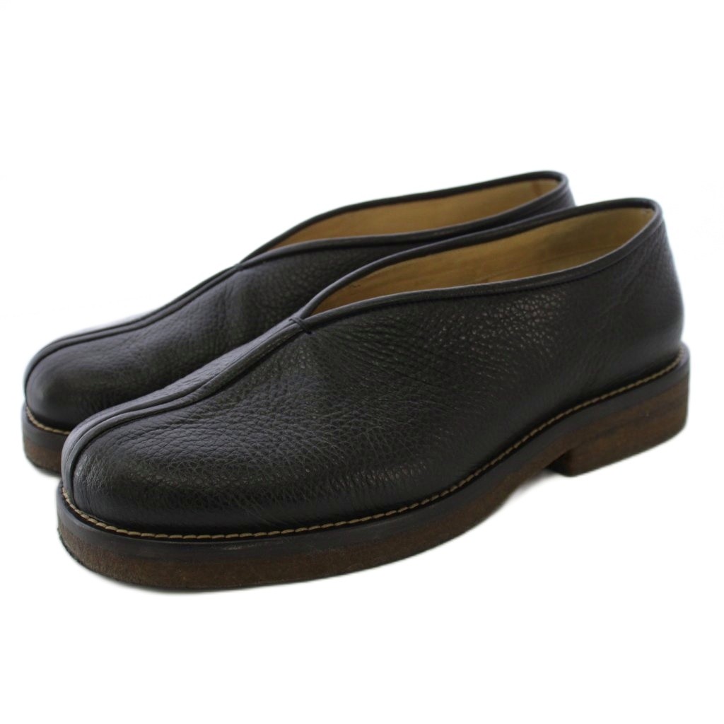 【中古】ルメール LEMAIRE PIPED CREPE SLIPPERS パイプドスリッパ フラットシューズ スリッポン レザー 40 黒 /KH メンズ 【ベクトル 古着】 260214