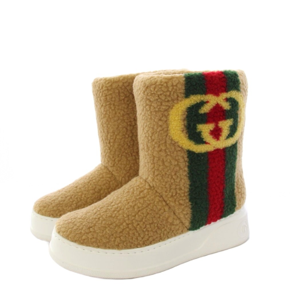 【中古】グッチ GUCCI ボアブーツ ショート丈 インターロッキングG シェリーライン 35 ベージュ 721058 /KH レディース 【ベクトル 古着】 260217|ブランド古着の買取販売ベクトル