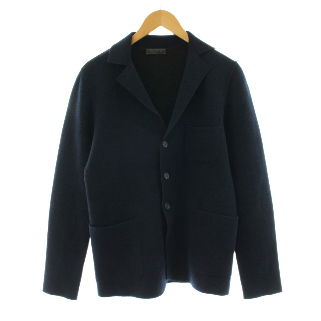 【中古】プラダ PRADA ニットテーラードジャケット ウール カシミヤ混 46 紺 ネイビー UMC619 /KU メンズ 【ベクトル 古着】 260220｜ブランド古着の買取販売ベクトル