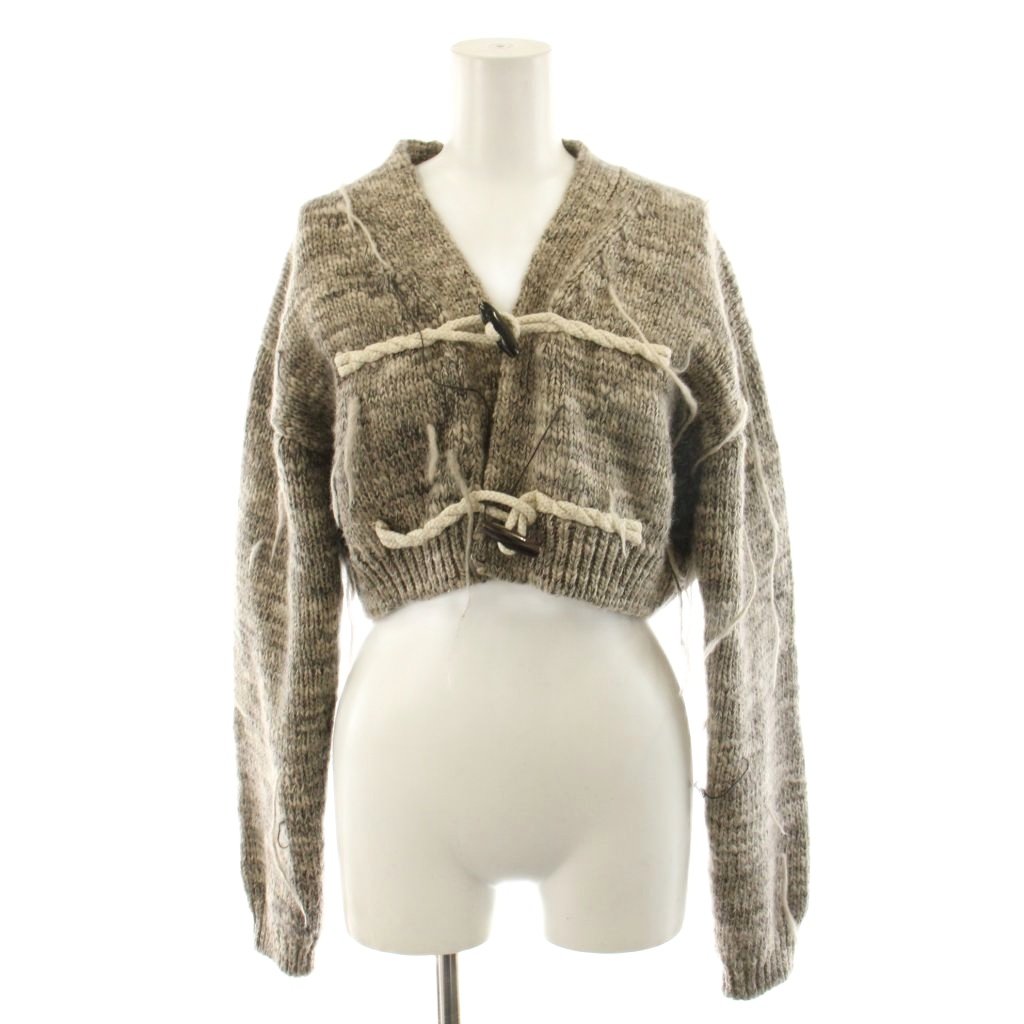 【中古】ジェーン スミス JANE SMITH 3G TOGGLE BUTTON SHORT KNIT CARDIGAN ジレー 遊撃手丈 38 茶 赤銅色 24WKN-＃637L /AN76 レディース 【ベクター 古着】 260217