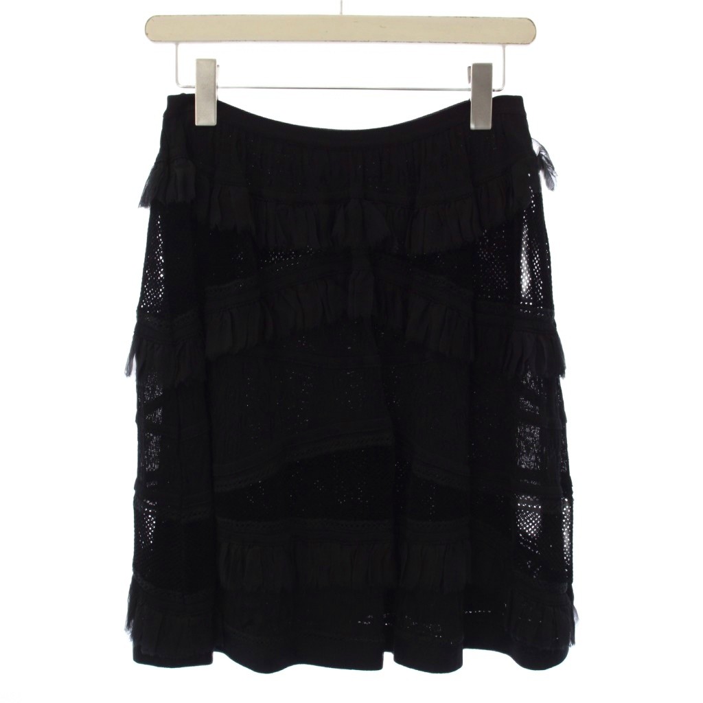 【中古】シャネル CHANEL 太陽面爆発スコート 生やさしい ひざ丈 酉の方角天然ゴム 伸ばすこと フラウンス うつり変わり 38 黒 黒いこと /BB レディース 【ベクター 古着】 260217