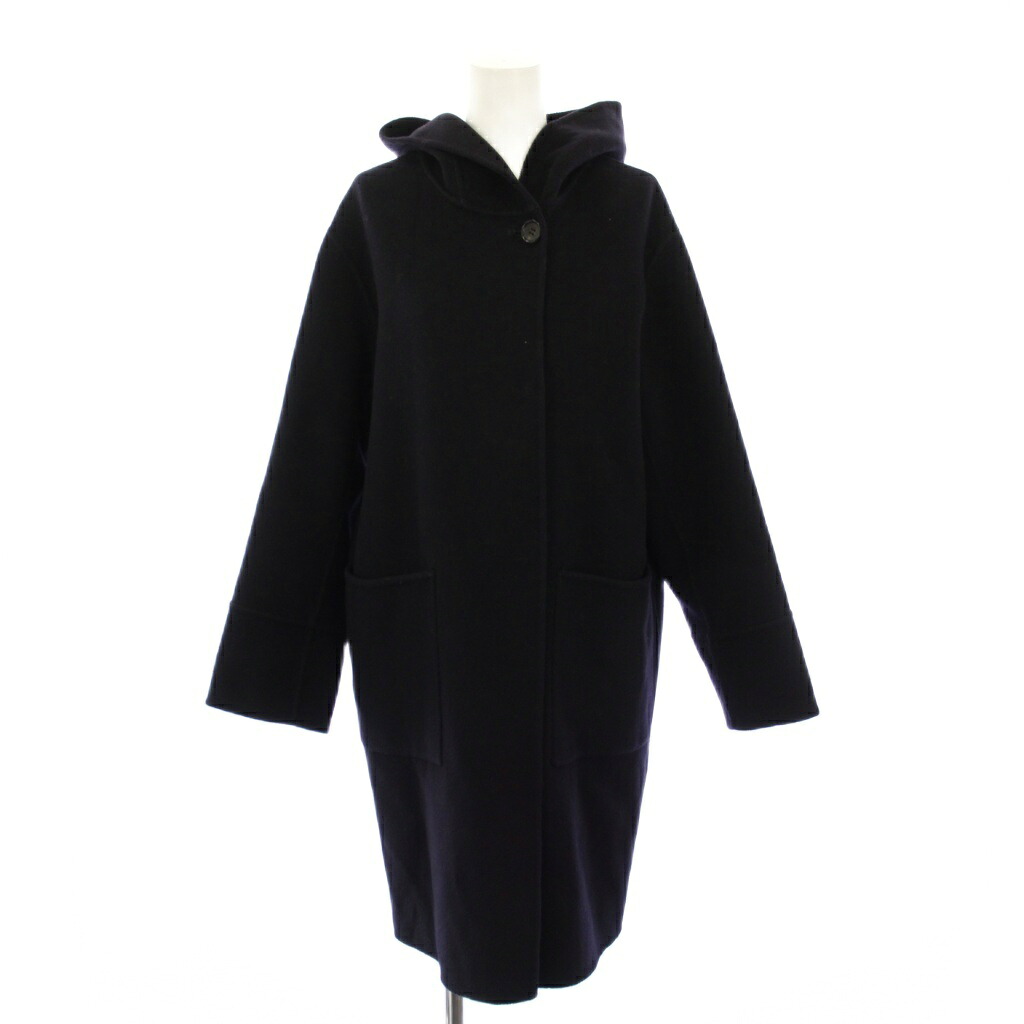 【中古】イエナ IENA 百貨店160ダブルフェイスフードコート アウター ロング丈 一色つや 羊毛 36 紺 米国海軍 22020900032030 /BB レディース 【ベクター 古着】 260217