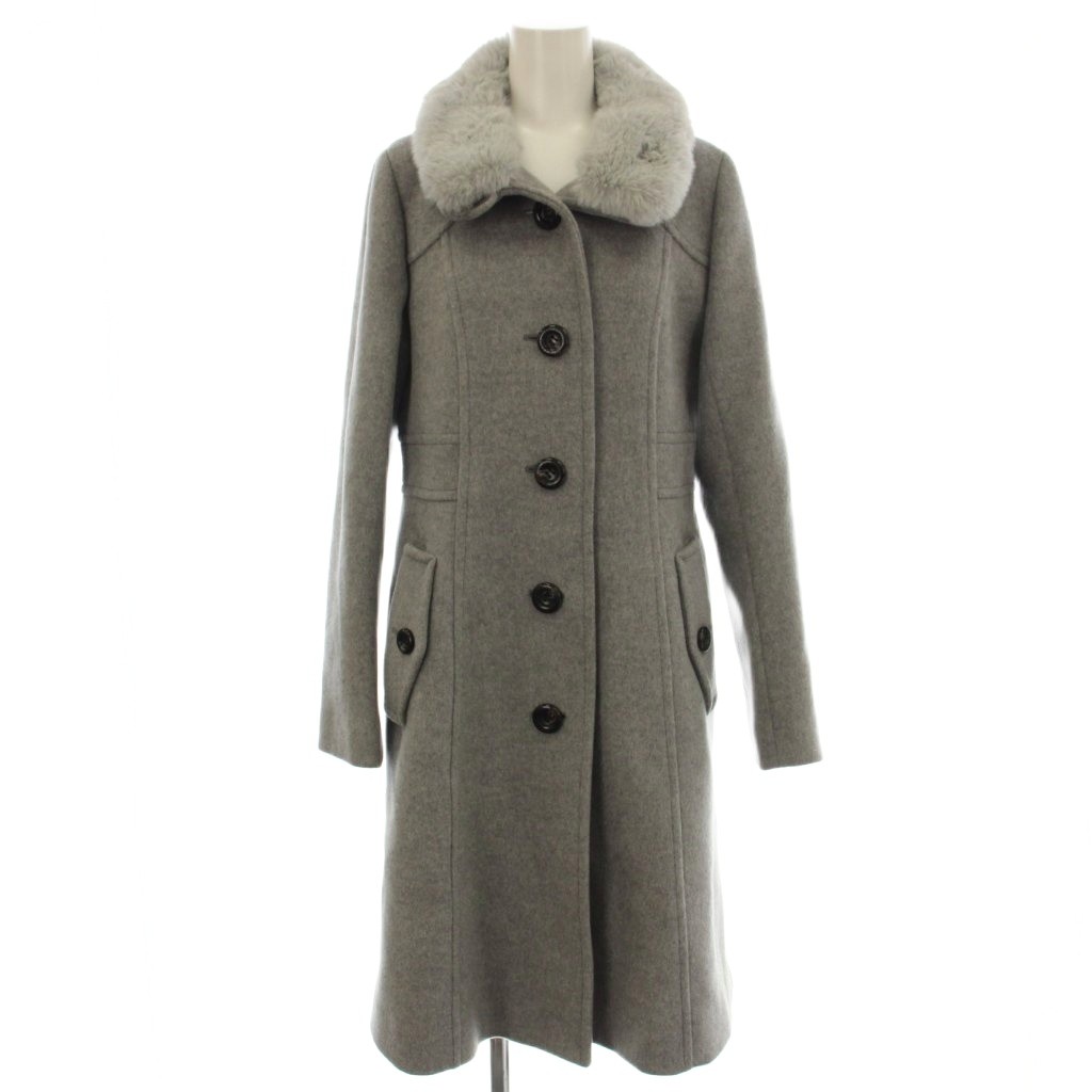 【中古】ブルーレーベルクレストブリッジ BLUE LABEL CRESTBRIDGE ステンカラー厚地の外套 ロング 厚地の外套 毛革 40 薄墨色 /☆G レディース 【ベクター 古着】 260225