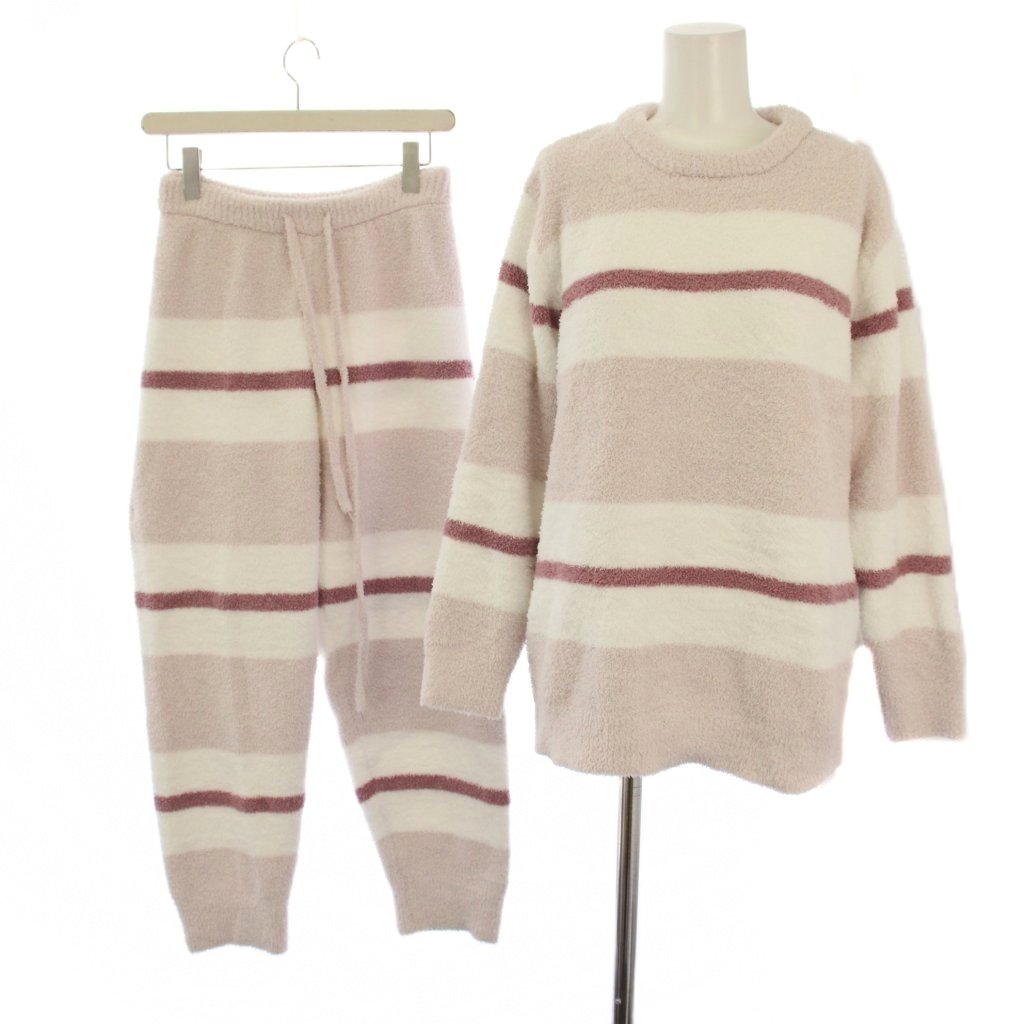 【中古】ジェラートピケ gelato pique 23AW ルームウェア セットアップ 上下 カットソー 長袖 パンツ ボーダー柄 F ピンク 白 /BM レディース 【ベクトル 古着】 260225 4,592円