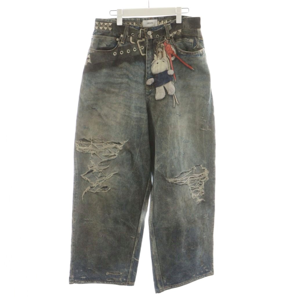 【中古】オープニング OPENING 総柄転写バギーシルエットデニムパンツ ジーンズ ジーパン Gパン ジッパーフライ L 青 ブルー opa250758 /AN26 メンズ 【ベクトル 古着】 260225