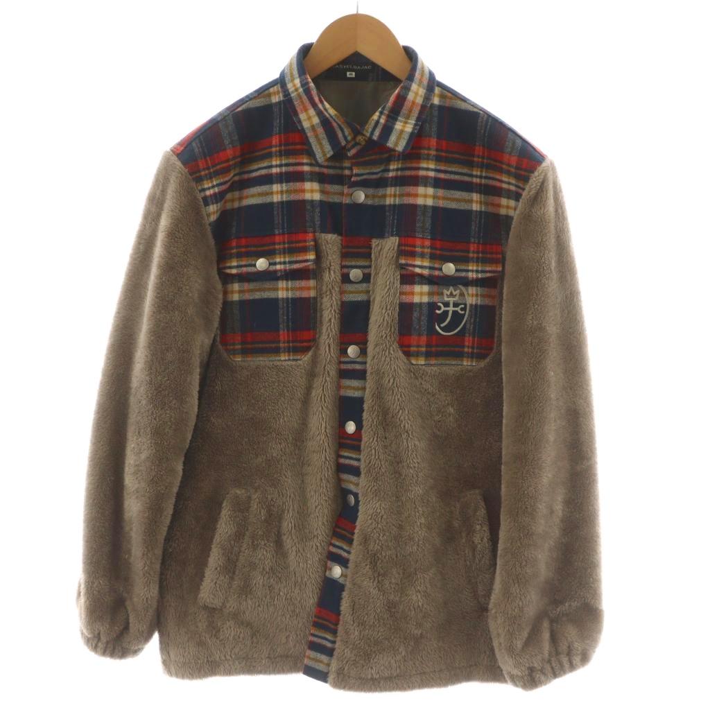 【中古】カステルバジャック CASTELBAJAC フリースジャケット チェック 46 ベージュ 紺 ネイビー 赤 レッド 7213410112 /AN65 メンズ 【ベクトル 古着】 260225