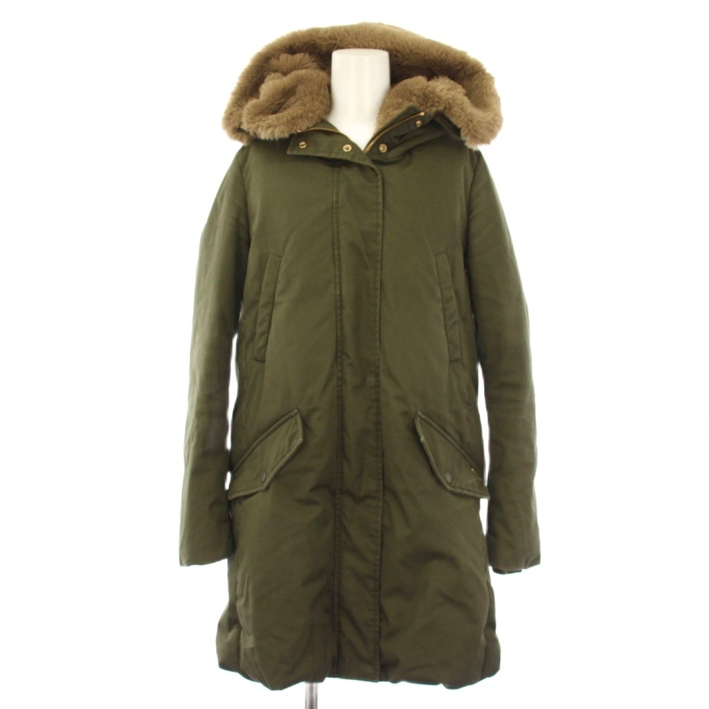 【中古】ウールリッチウーレンミルズ WOOLRICH WOOLEN MILLS COCOON PARKA 落ち込む厚地の外套 フーディ 真っただ中丈 XS カーキ WWOU0645 /KH レディース 【ベクター 古着】 260226
