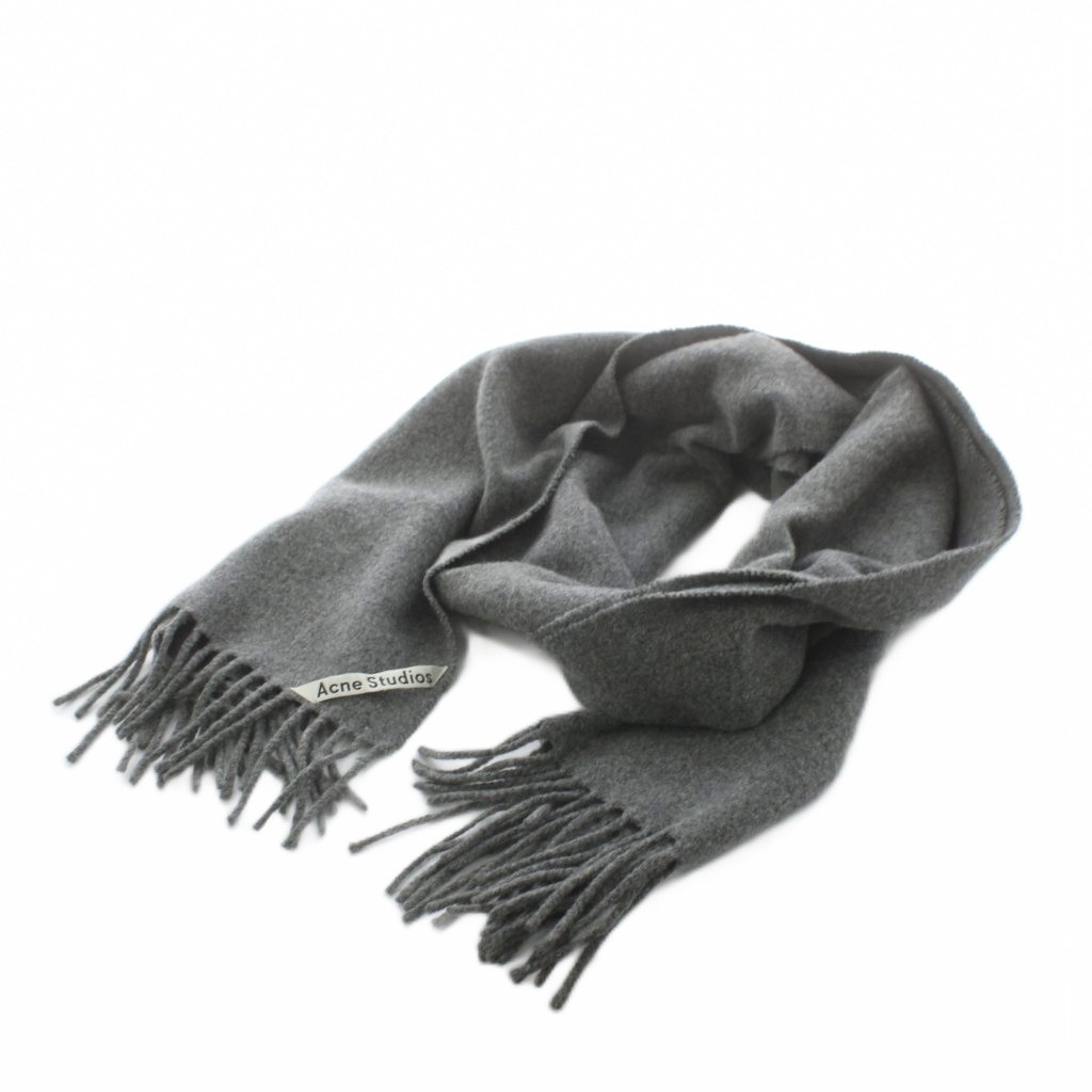 【中古】アクネ ストゥディオズ Acne Studios マフラー フリンジ ウール グレー /AN10 レディース 【ベクトル 古着】 260302