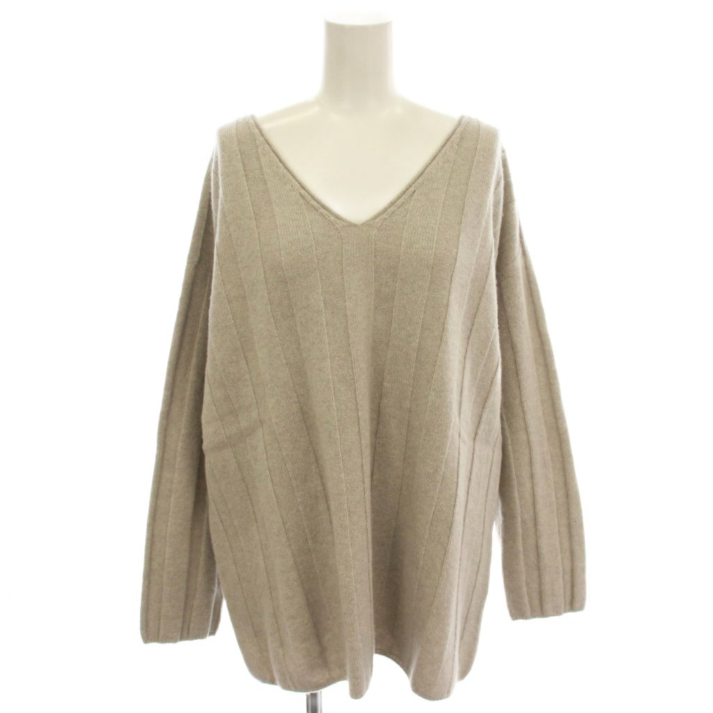【中古】セオリー Theory OLIBIA WIDE RIB VNECK PO リブ ニット カシミヤ混 Vネック 長袖 グレージュ 01-1401717 /☆G レディース 【ベクトル 古着】 260226