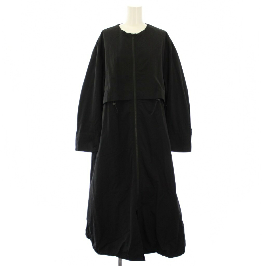 【中古】アンクレイヴ uncrave ウォッシャブル サスティナブルナイロン ロングコート ノーカラーコート 1 黒 CMUVNM2251 /TK レディース 【ベクトル 古着】 260305