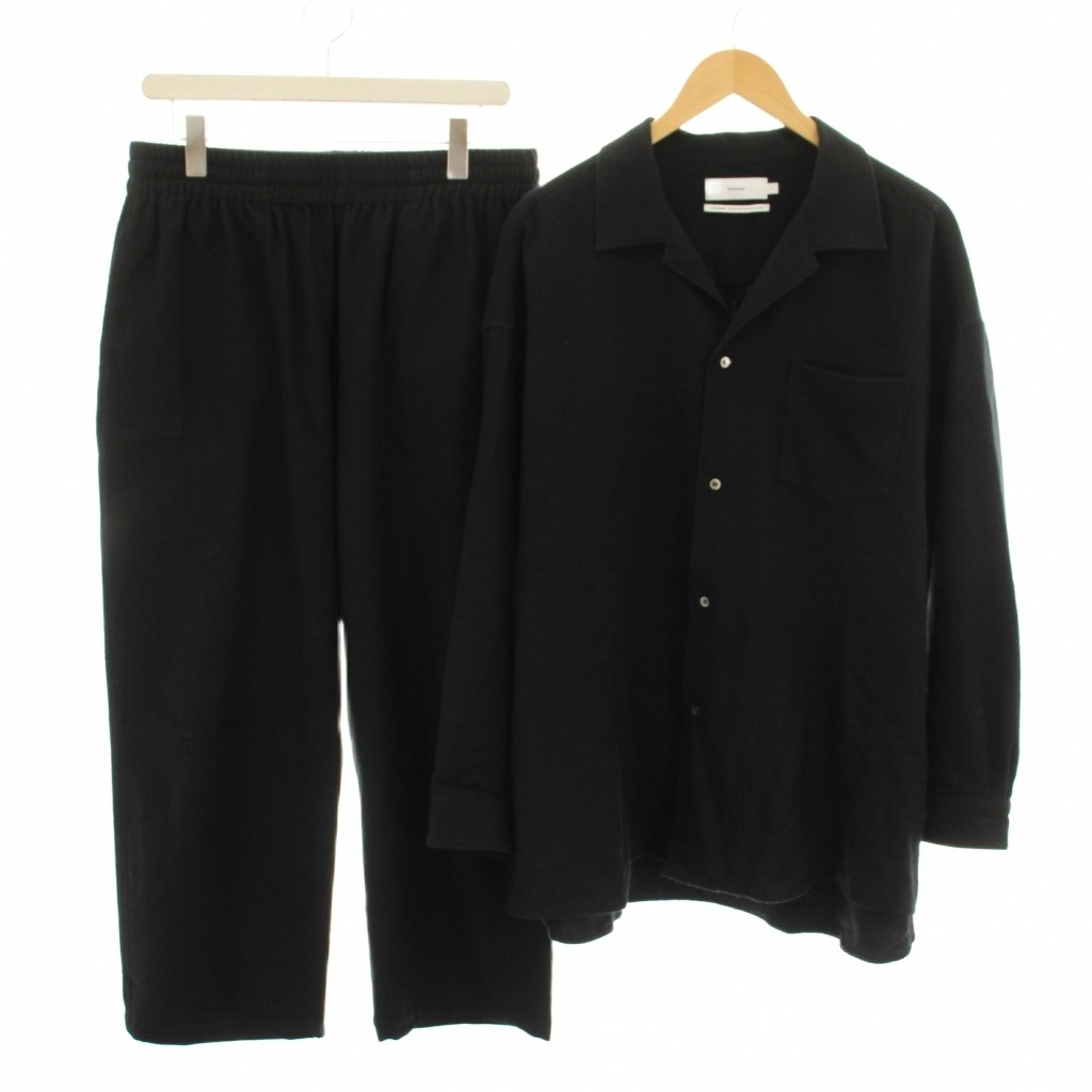 【中古】グラフペーパー Graphpaper 25AW セットアップ 上下 エクストラファインウールビベラスリーピングシャツ パンツ Extra Fine Wool Vivella Sleeping Shirt Pants 長袖 イージーパンツ ウエストゴム 1 黒 ブラック /YT メンズ 【ベクトル 古着】 260302|ブランド古着の買取販売ベクトル