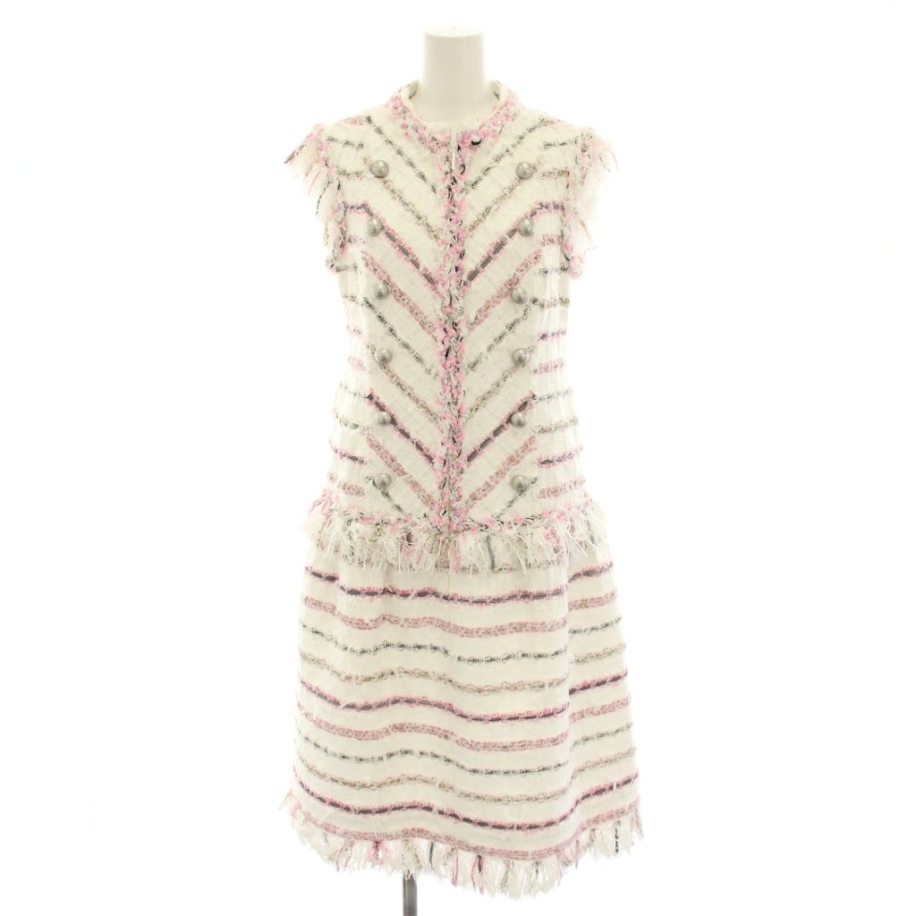 【中古】ルネ Rene 聖処女マリア ケント MALHIA KENT ツィード衣装 ロング ノースリーブ フリンジ 間借り人柄 引き船付き添い人 34 白 白いこと サクラ色 6926900 /YT レディース 【ベクター 古着】 260303