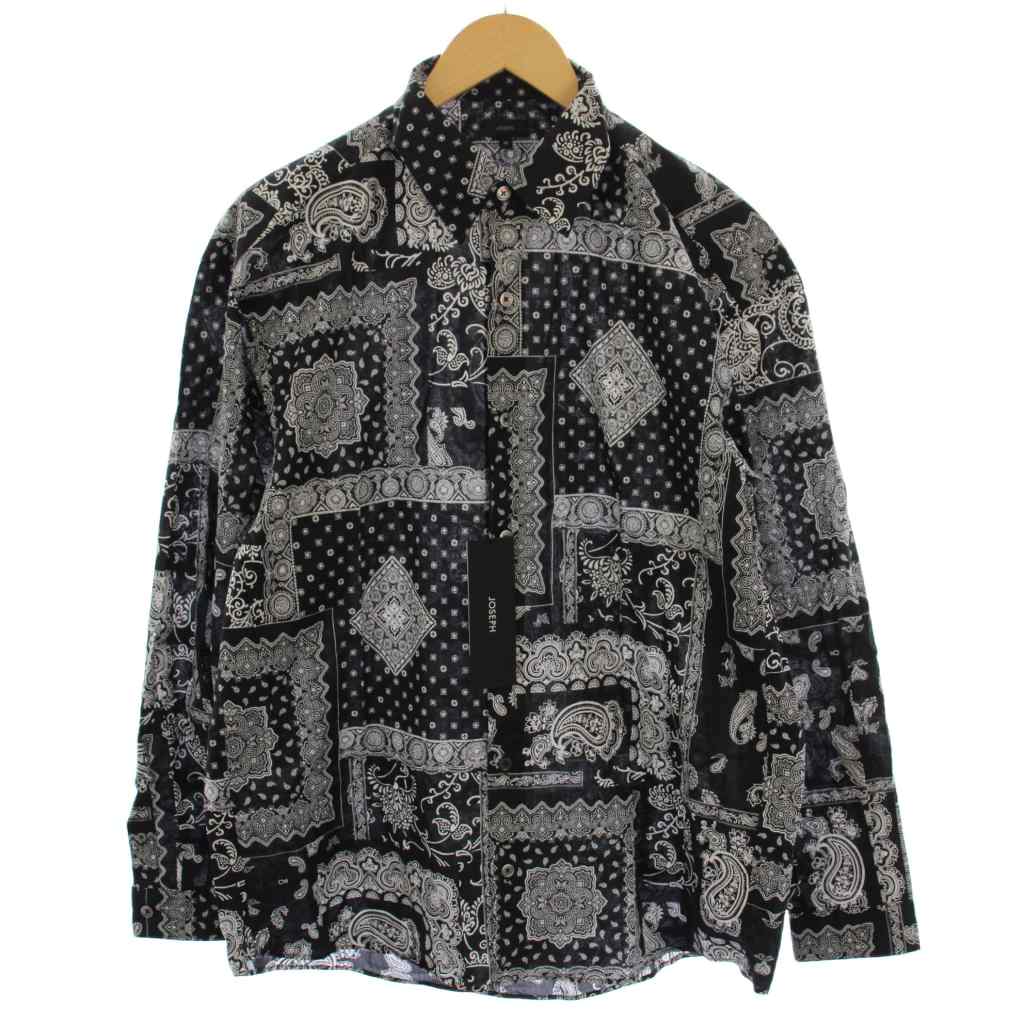 【中古】未使用品 ジョセフ JOSEPH 22AW シャツ 長袖 ペイズリー柄 48 黒 白 /BM メンズ 【ベクトル 古着】 260304