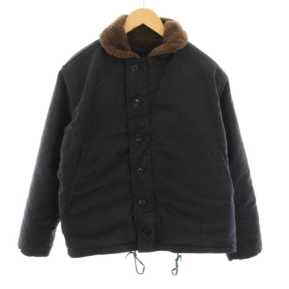 【中古】ワイパーインク WAIPER.inc ユーエスネイビー U.S.NAVY N-1 デッキジャケット アウター 前期型 バックロゴ アルパカ タグ付き 40 紺 ネイビー 茶 ブラウン 24WP125 /YT メンズ 【ベクトル 古着】 260313
