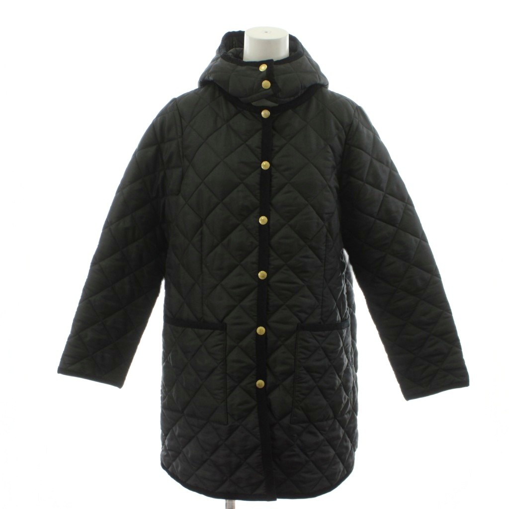 【中古】トラディショナルウェザーウェア Traditional Weatherwear キルティングジャケット 上着 34 黒 ブラック フード付き /RR レディース 【ベクトル 古着】 260309