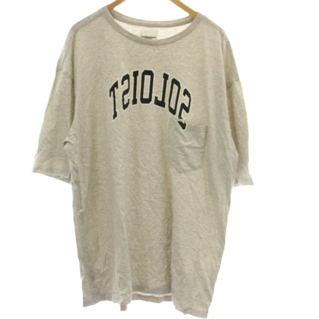 【中古】タカヒロミヤシタザソロイスト TAKAHIRO MIYASHITA The Soloist. 24SS OVERSIZED S/S POCKET TEE Tシャツ 48 グレー 半袖 ロゴプリント ポケット付き /GG メンズ 【ベクトル 古着】 260311