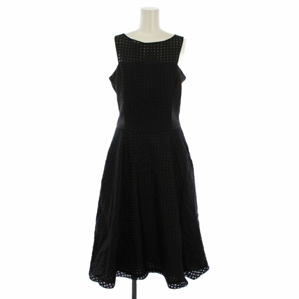 【中古】フォクシー ブティック FOXEY BOUTIQUE ワンピース ミモレ丈 ノースリーブ チェック柄 40 ブラック /BM レディース 【ベクトル 古着】 260311｜ブランド古着の買取販売ベクトル