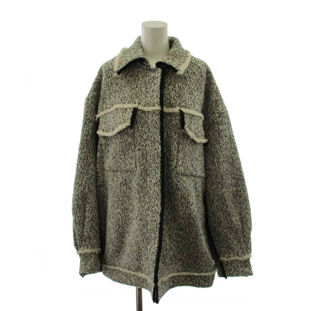 【中古】アメリヴィンテージ Ameri VINTAGE 22AW OTONA MUSE FRINGE TWEED OVER JACKET ツイードジャケット F 黒 ブラック 白 ホワイト 0225106720410 /AN69 レディース 【ベクトル 古着】 260312