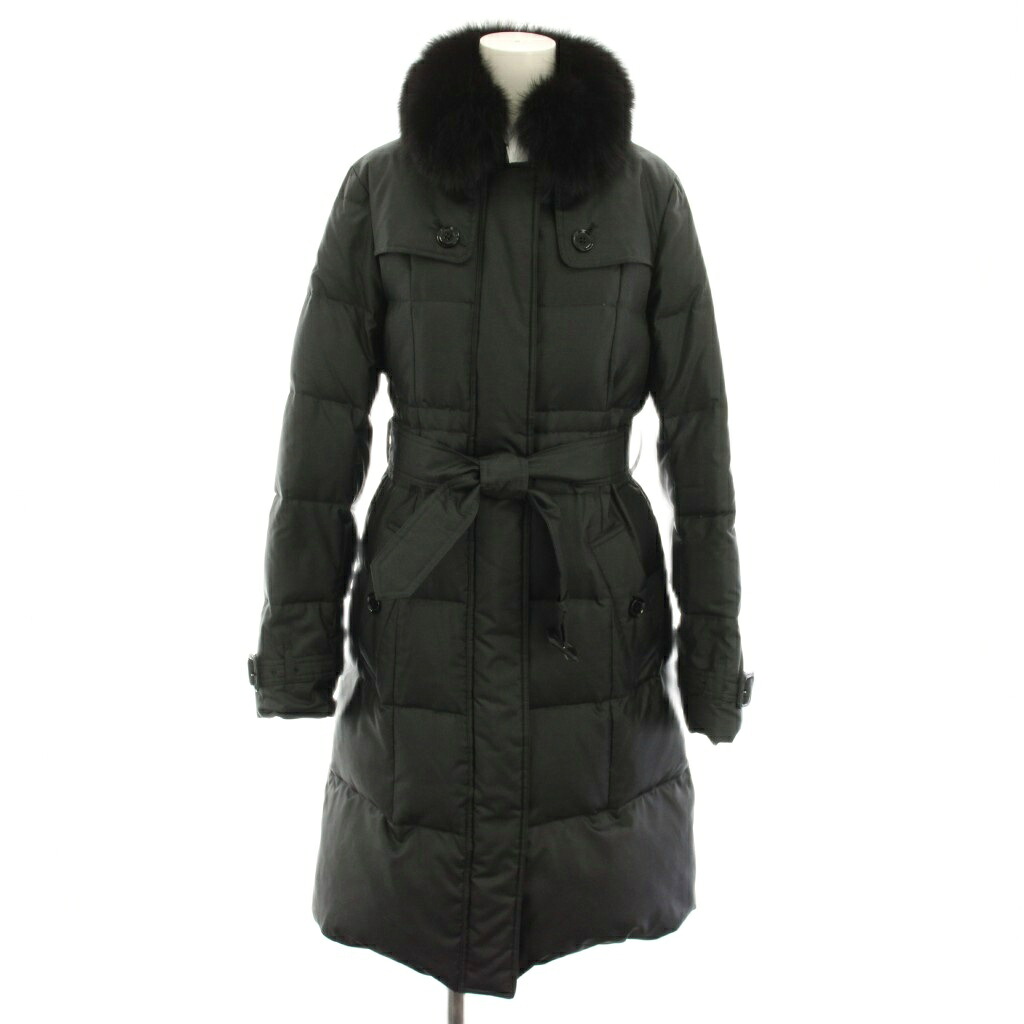 【中古】赤ちょうちんバリー 英国の首都 BURBERRY LONDON 落ち込む厚地の外套 アウター 稲荷毛革 胴締め付き添い人 36 黒 黒いこと B1C10-653-09 /YT レディース 【ベクター 古着】 260313