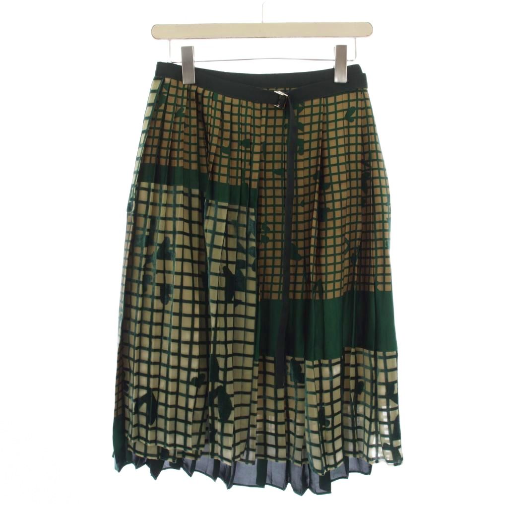 【中古】サカイ sacai ラップスカート ミモレ丈 チェック柄 1 緑 茶 18-03590 /BM レディース 【ベクトル 古着】 260318｜ブランド古着の買取販売ベクトル