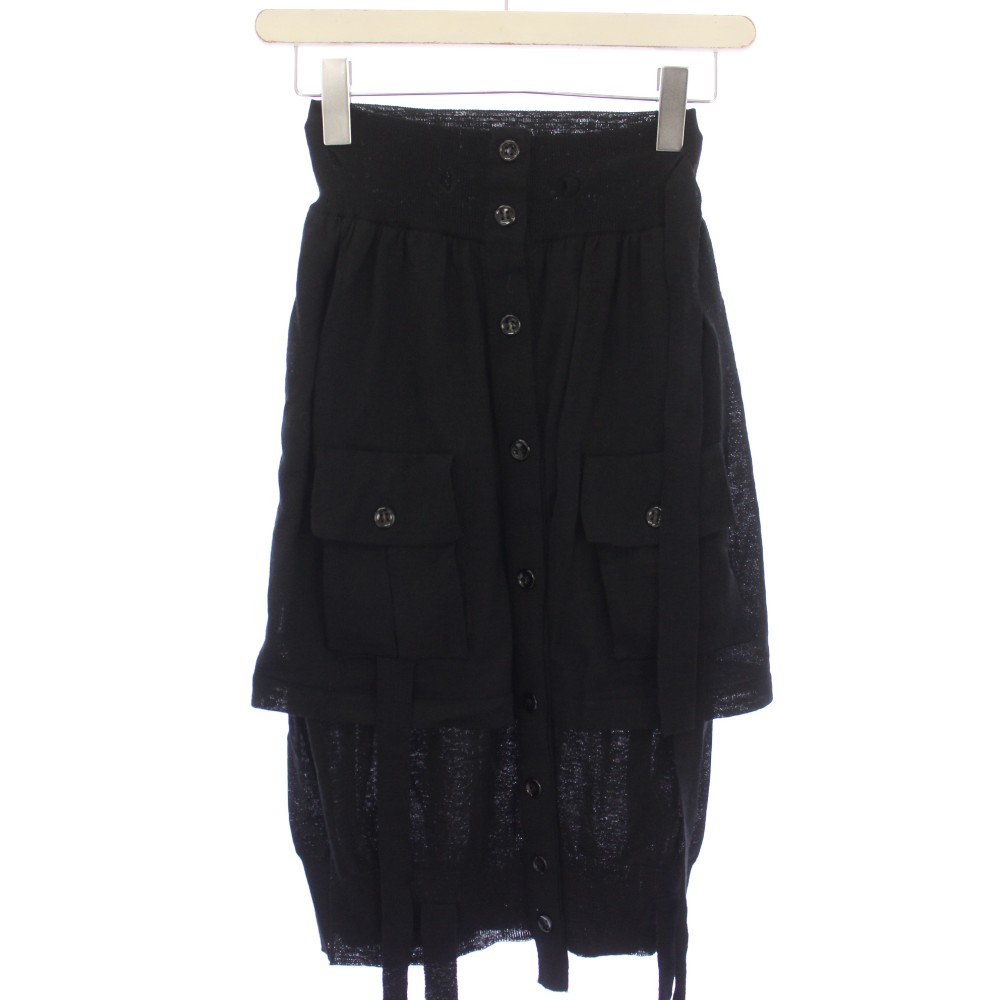 【中古】イヴサンローラン YVES SAINT LAURENT ニットスカート ひざ丈 変形デザイン イージー XS 黒 ブラック 194020 /TK レディース 【ベクトル 古着】 260323|ブランド古着の買取販売ベクトル
