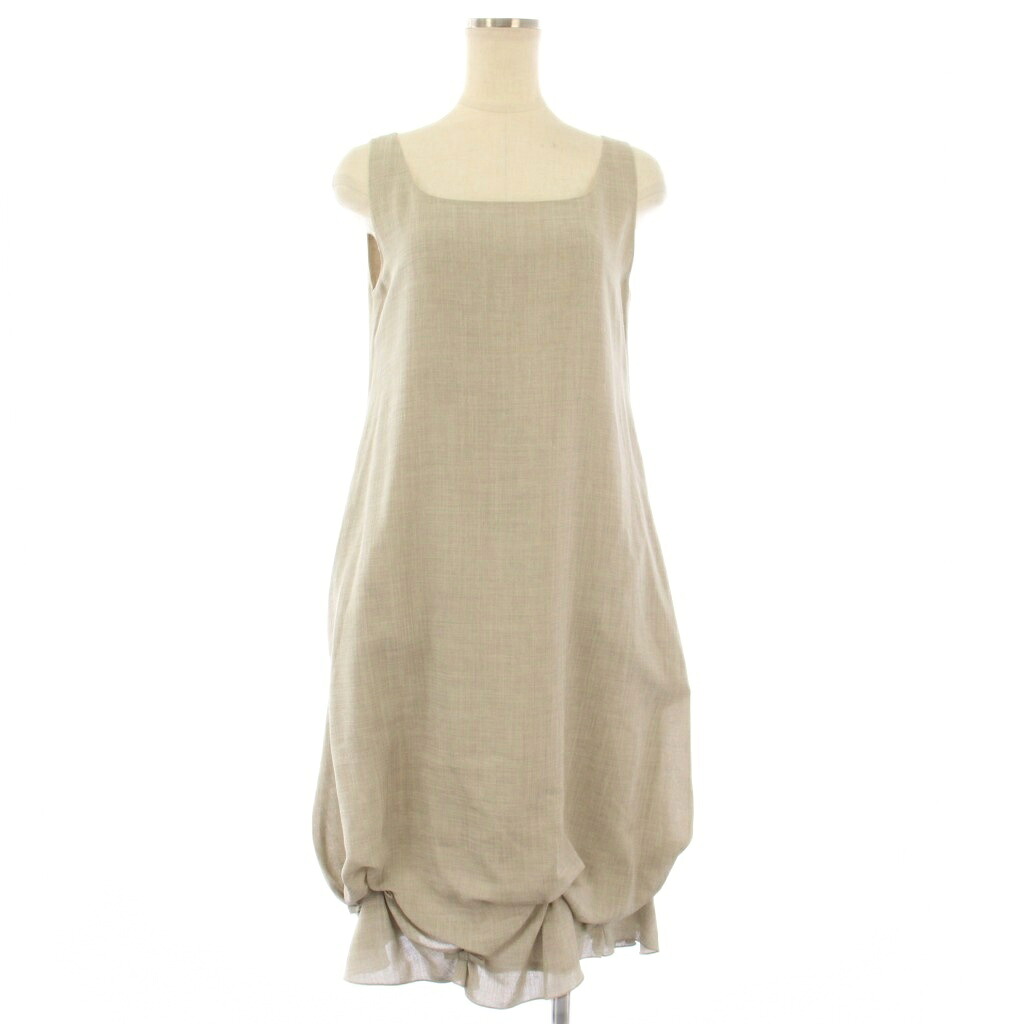 【中古】デイジーリンフォクシー DAISY LIN For FOXEY Washable Daisy TRAVEL PUFF 衣裳 ノースリーブ ひざ丈 ギャザー 38 ベージュ 06022 /TK レディース 【ベクター 古着】 260320