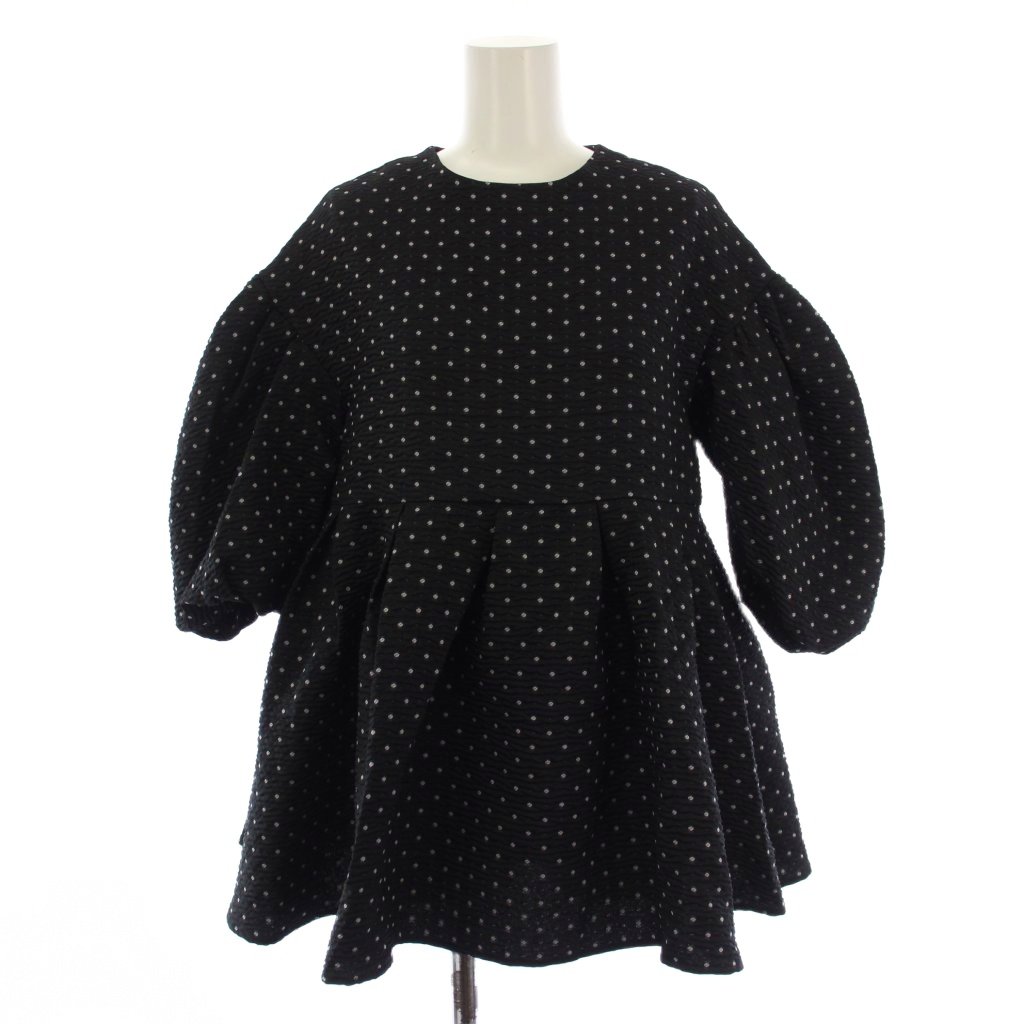 【中古】ブルレア BLUELEA Dot Jacquard Blouse プルオーバー トップ 五分袖 点点柄 F 黒 222065-3 /BM レディース 【ベクター 古着】 260318