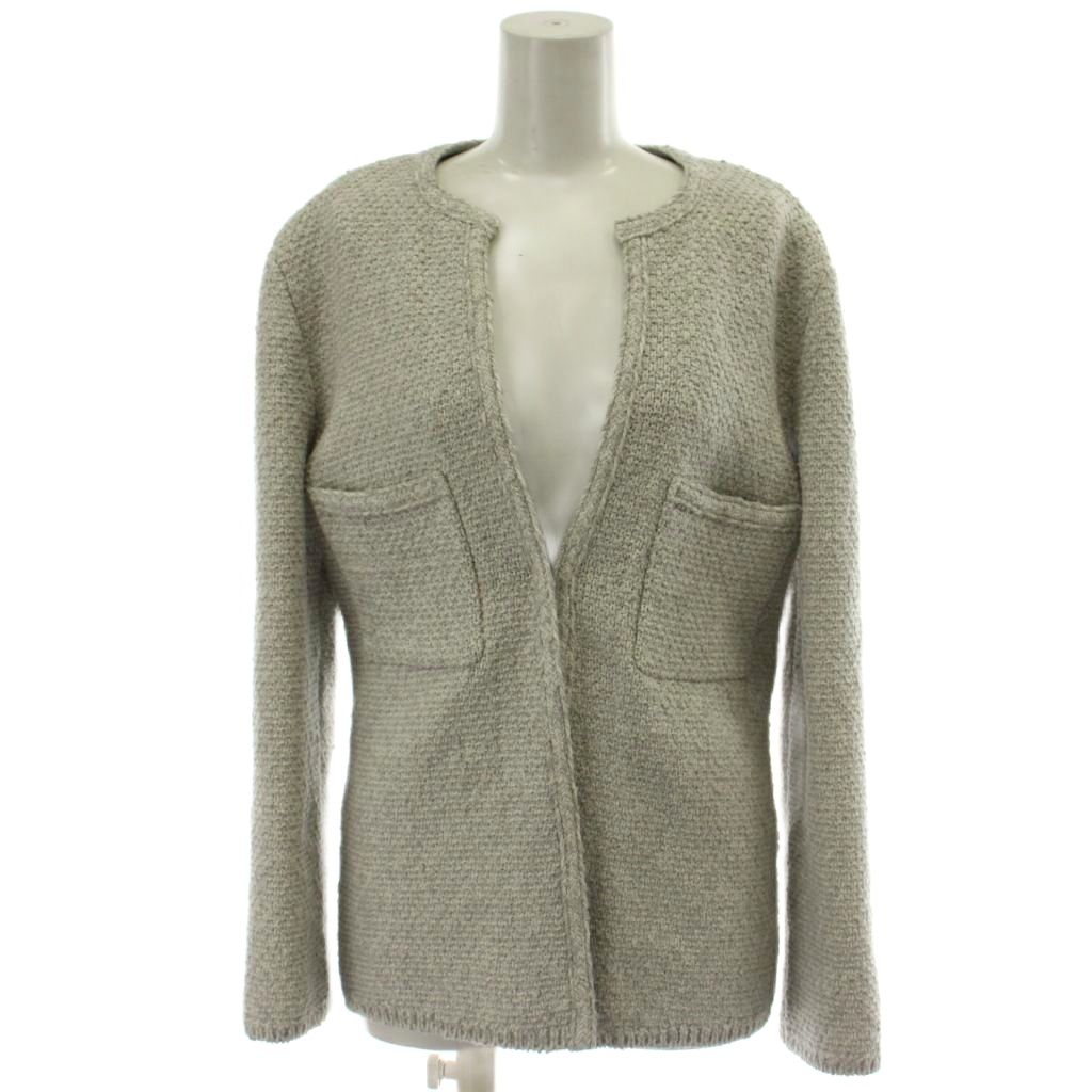 【中古】セオリーリュクス theory luxe 23SS ツイードジャケット 上着 ウール 38 ライトグレー ノーカラー 長袖 ポケット付き 03-3103771 /GG レディース 【ベクトル 古着】 260321