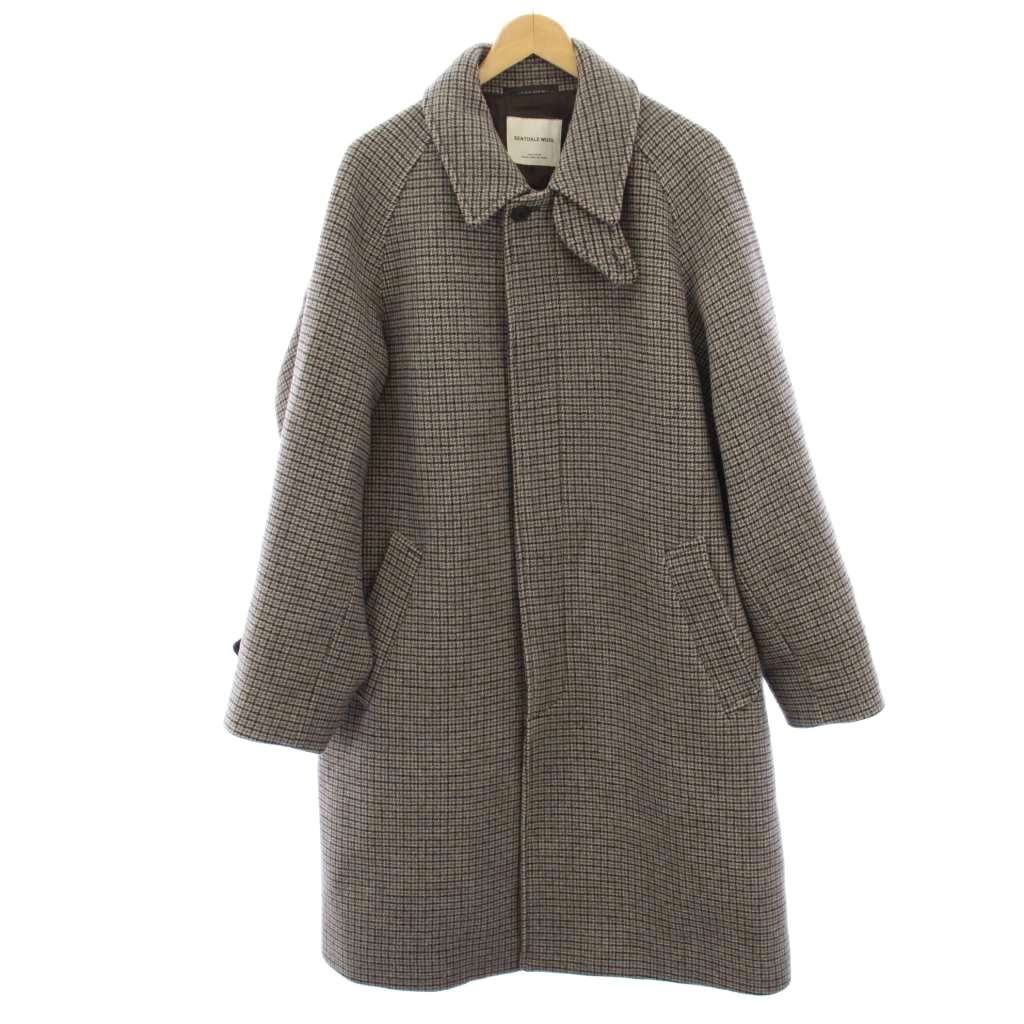 【中古】グリーンレーベルリラクシング ユナイテッドアローズ green label relaxing SENTDALE WOOL ステンカラーコート ロング チェック L グレー 3225-186-3912 /HN レディース 【ベクトル 古着】 260324
