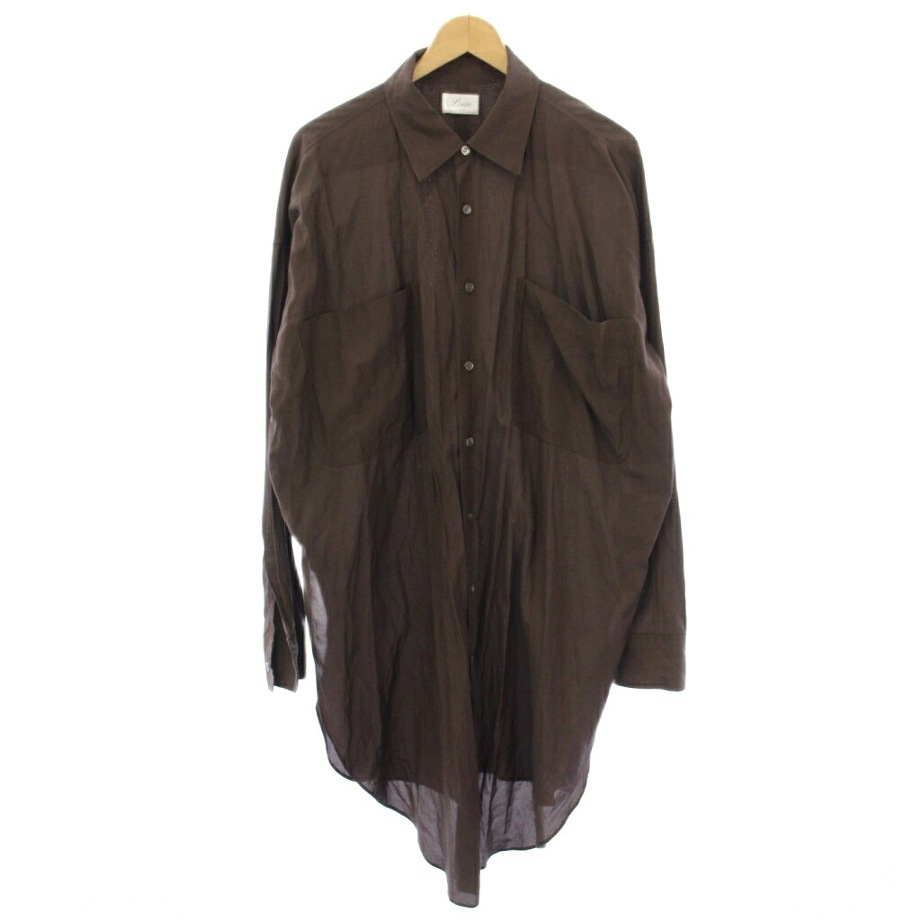 【中古】Lisiere L'Appartement リジェール アパルトモン サテンオーバーサイズシャツ Satin Oversize ブラウス 長袖 茶 ブラウン 19050560005710 /HN レディース 【ベクトル 古着】 260324
