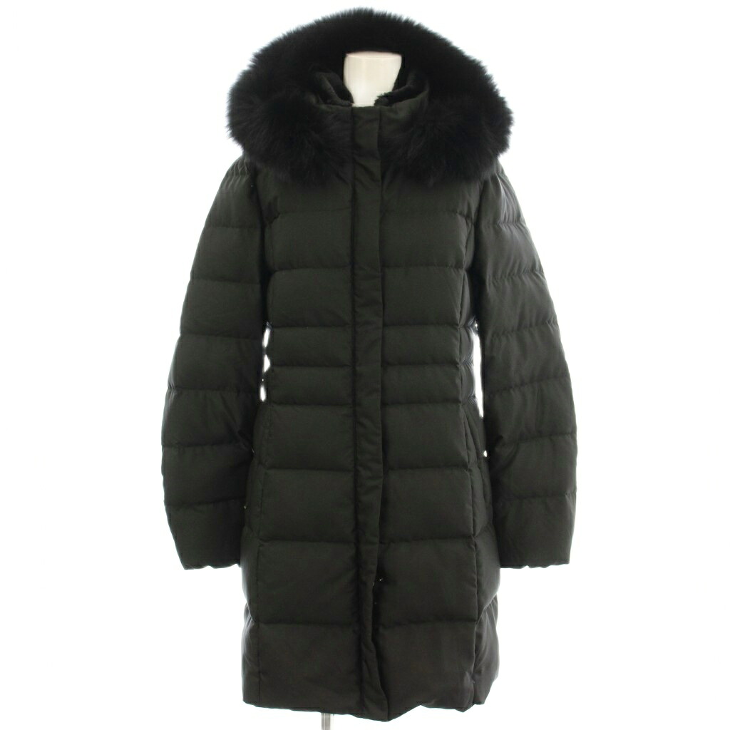 【中古】インディヴィ INDIVI ダウンコート ロング フードファー ジャケット 40 黒 ブラック 127-99067 /☆G レディース 【ベクトル 古着】 260319