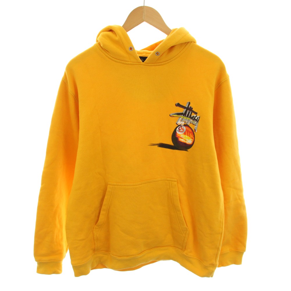 【中古】ステューシー STUSSY 8ボールフード 8 BALL HOOD プルオーバーパーカー 長袖 プリント 裏起毛 M 黄 イエロー /YT メンズ 【ベクトル 古着】 260323｜ブランド古着の買取販売ベクトル