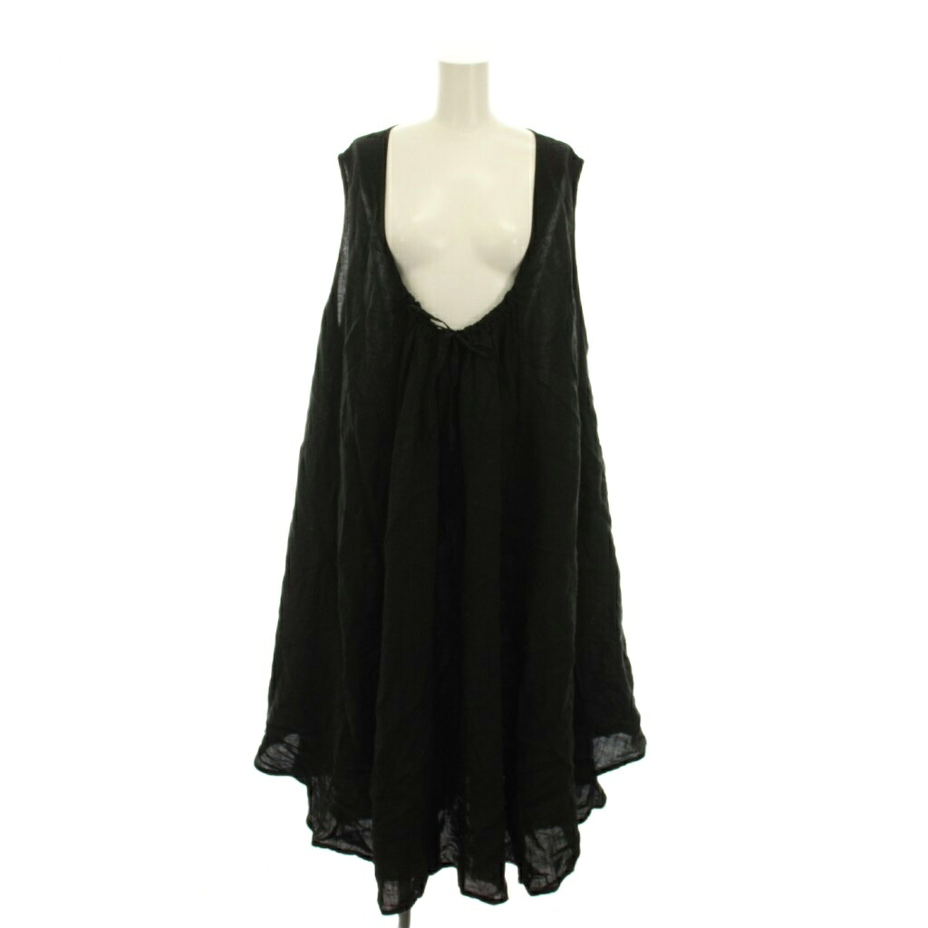 【中古】ネストローブ nest Robe 23SS リネン サークルヘムノースリーブワンピース ロング F 黒 ブラック 01232-1385 /YM レディース 【ベクトル 古着】 260323